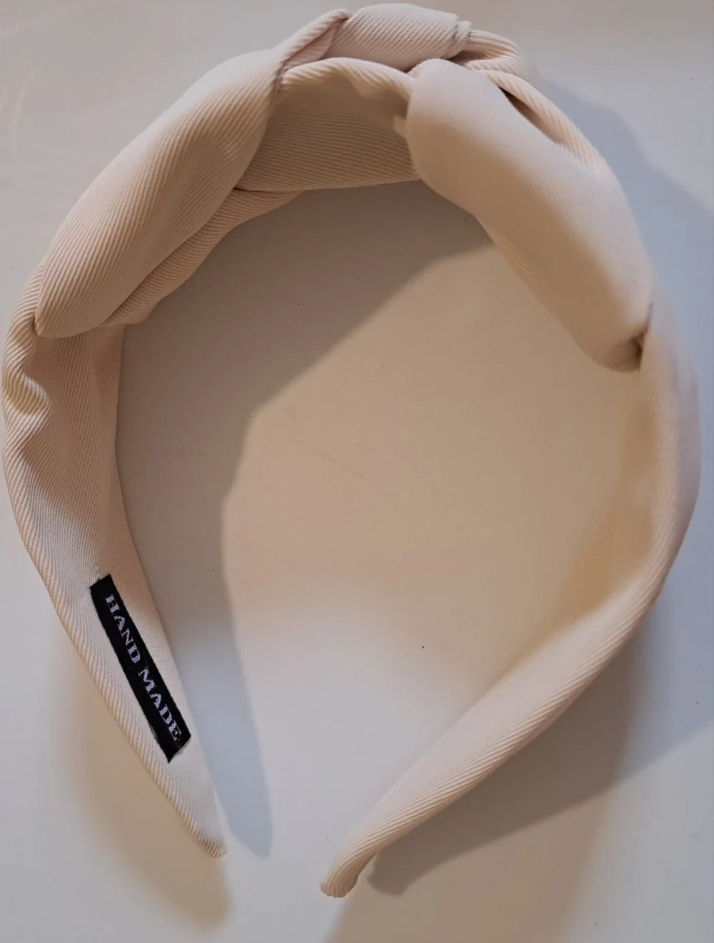 Hand Made Light Beige Wide Knot Headband